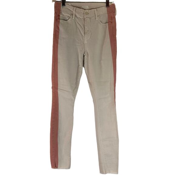 Mother Denim The Looker Ankle Fray So Far Gone White & Pink Jeans Size 25 - Picture 1 of 11